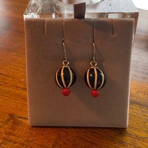 Black-and-white globe earrings